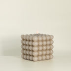 Beigefarbene Bubble-LED Dinnerkerze XL