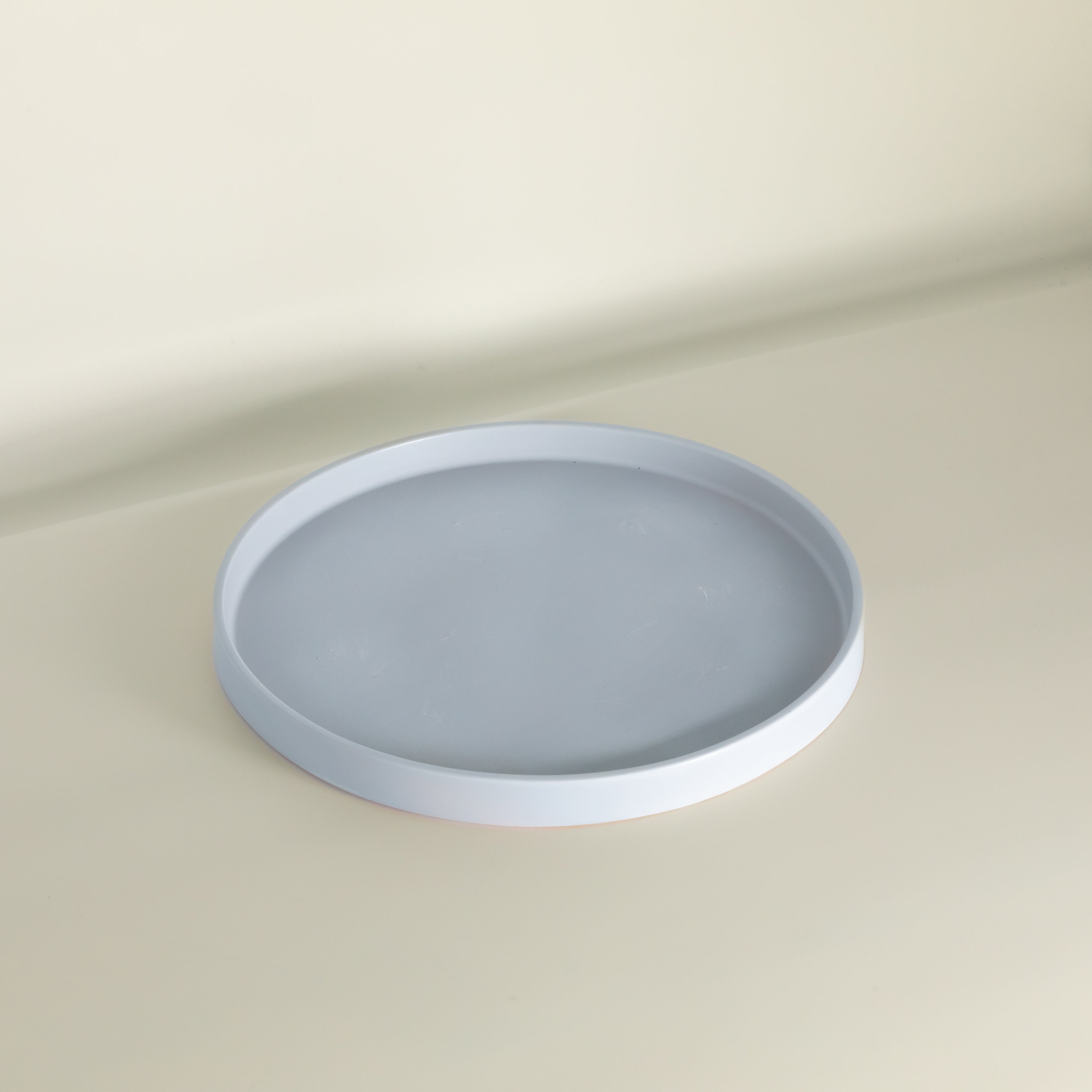 Kerzen Tablett 17 cm grau, handgefertigt