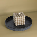 Beigefarbene Bubble-LED Dinnerkerze XL