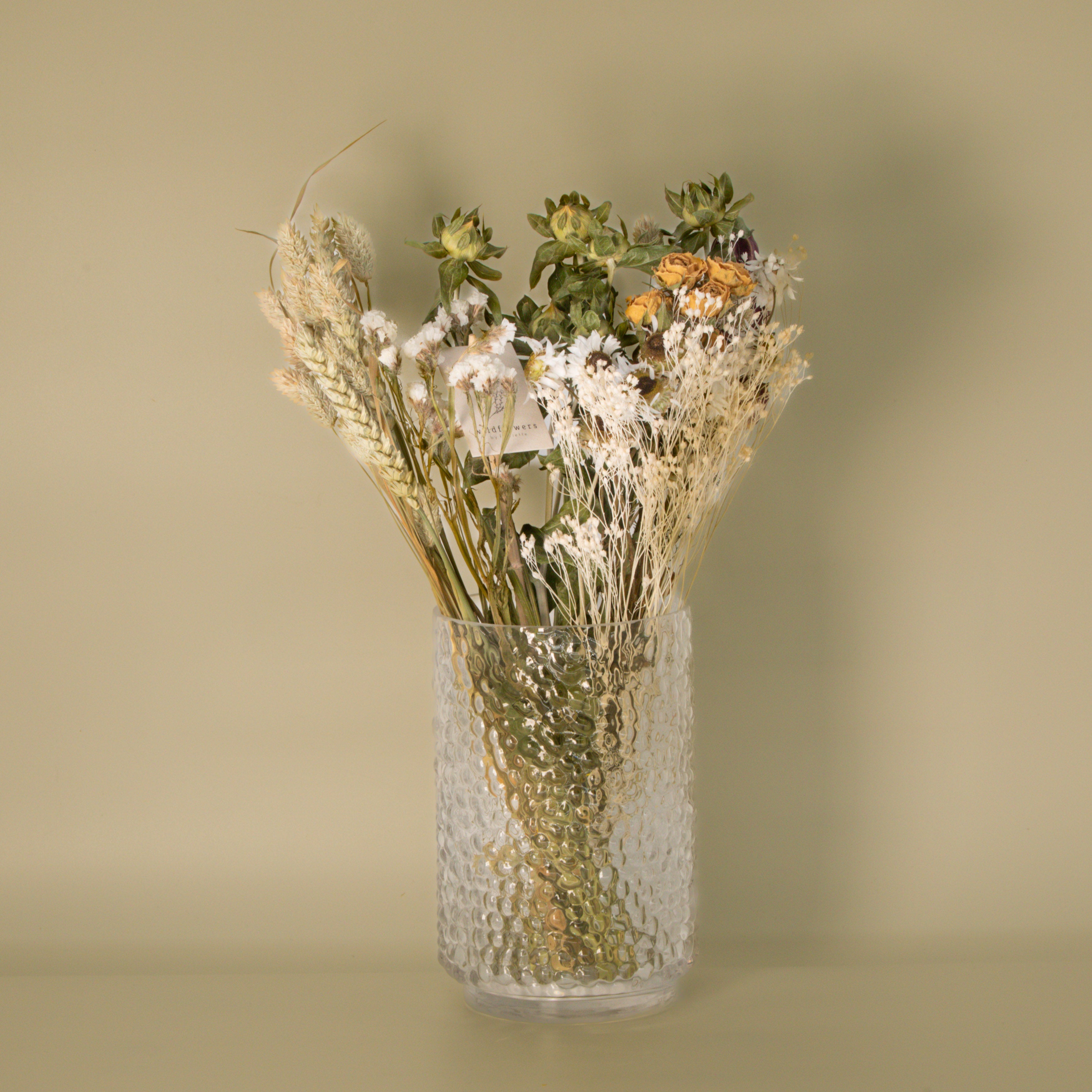 Trockenblumen Feldstrauß Natürlich mit Vase Dotti