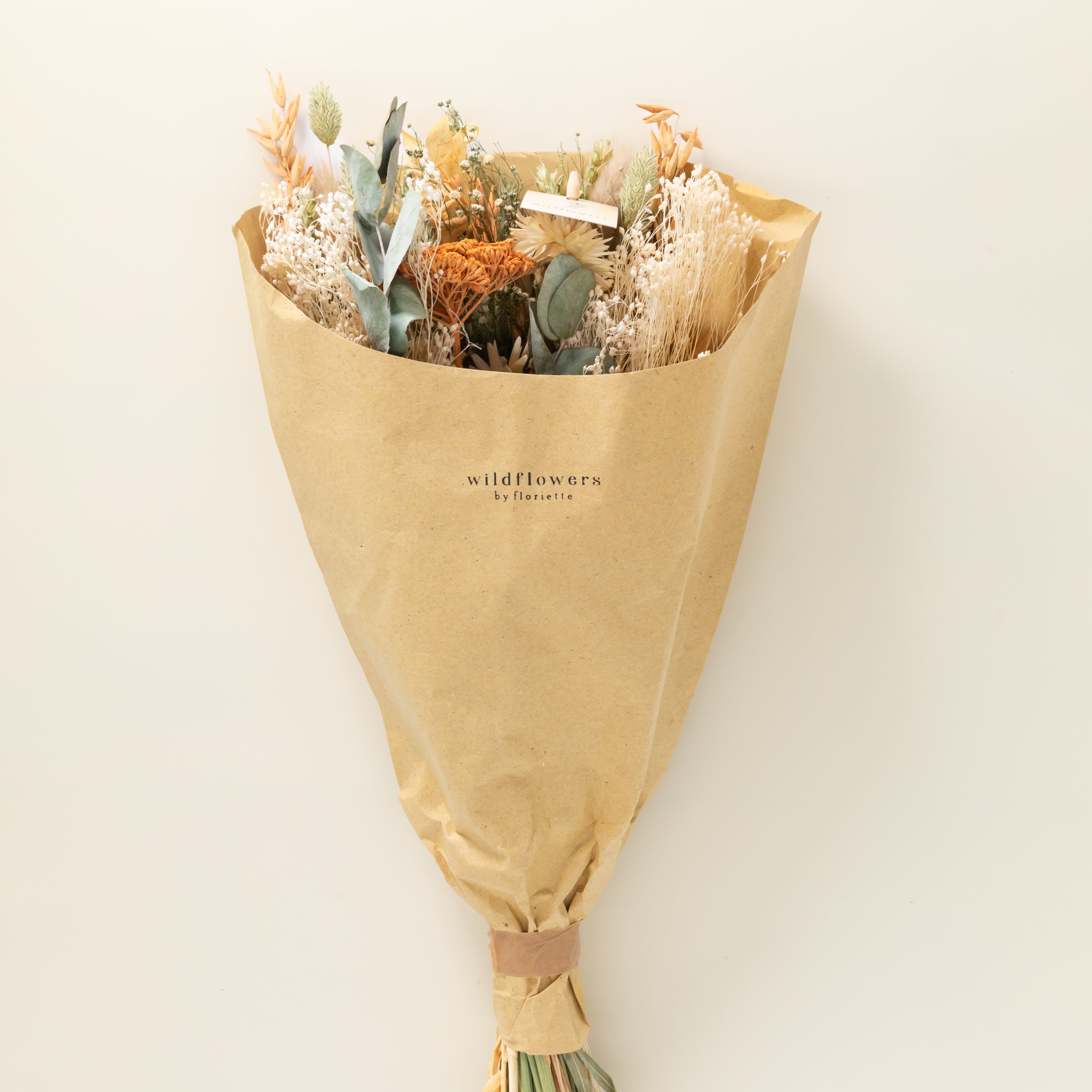 Trockenblumen Feldstrauß Aprikose mit Vase Dotti