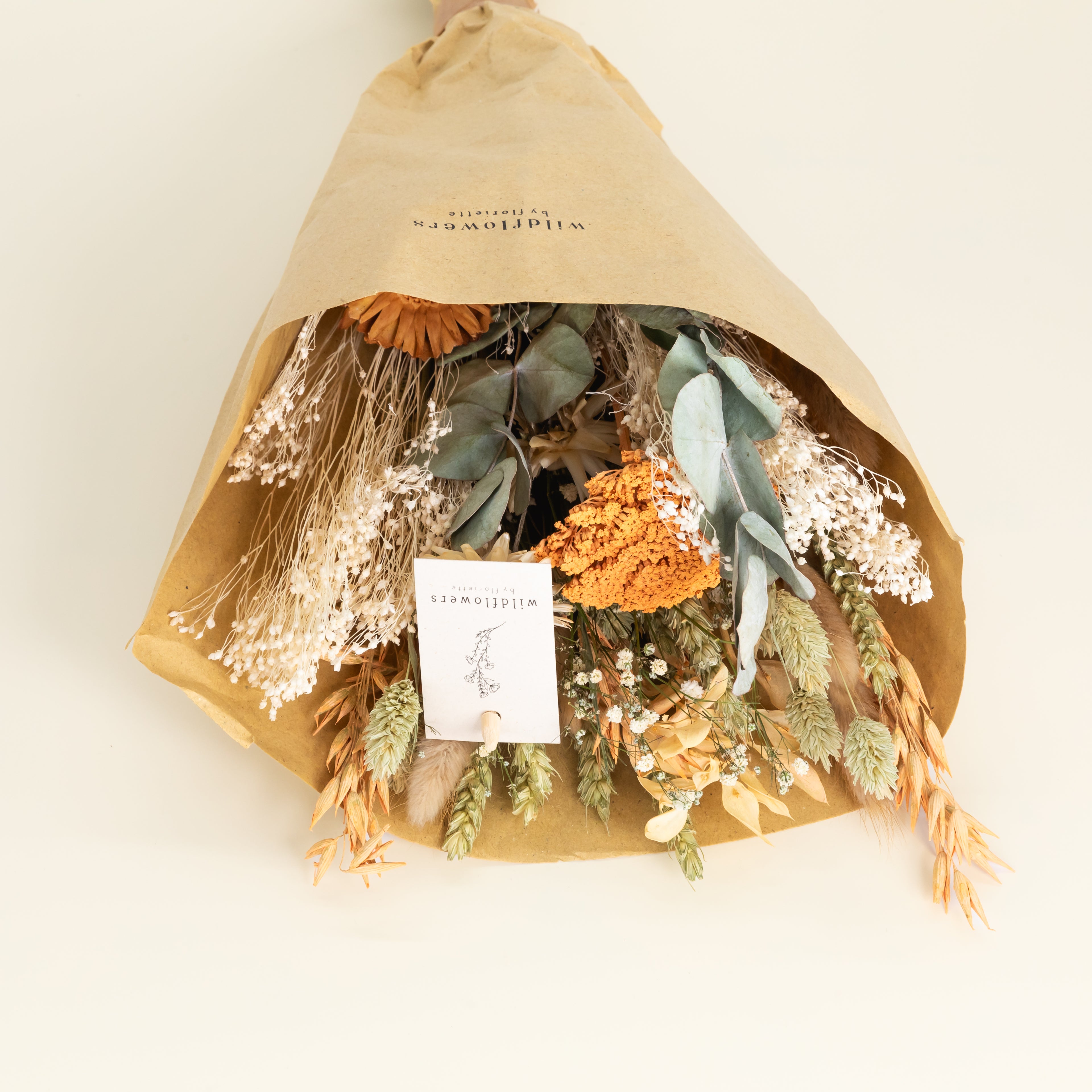 Trockenblumen Feldstrauß Aprikose mit Vase Dotti