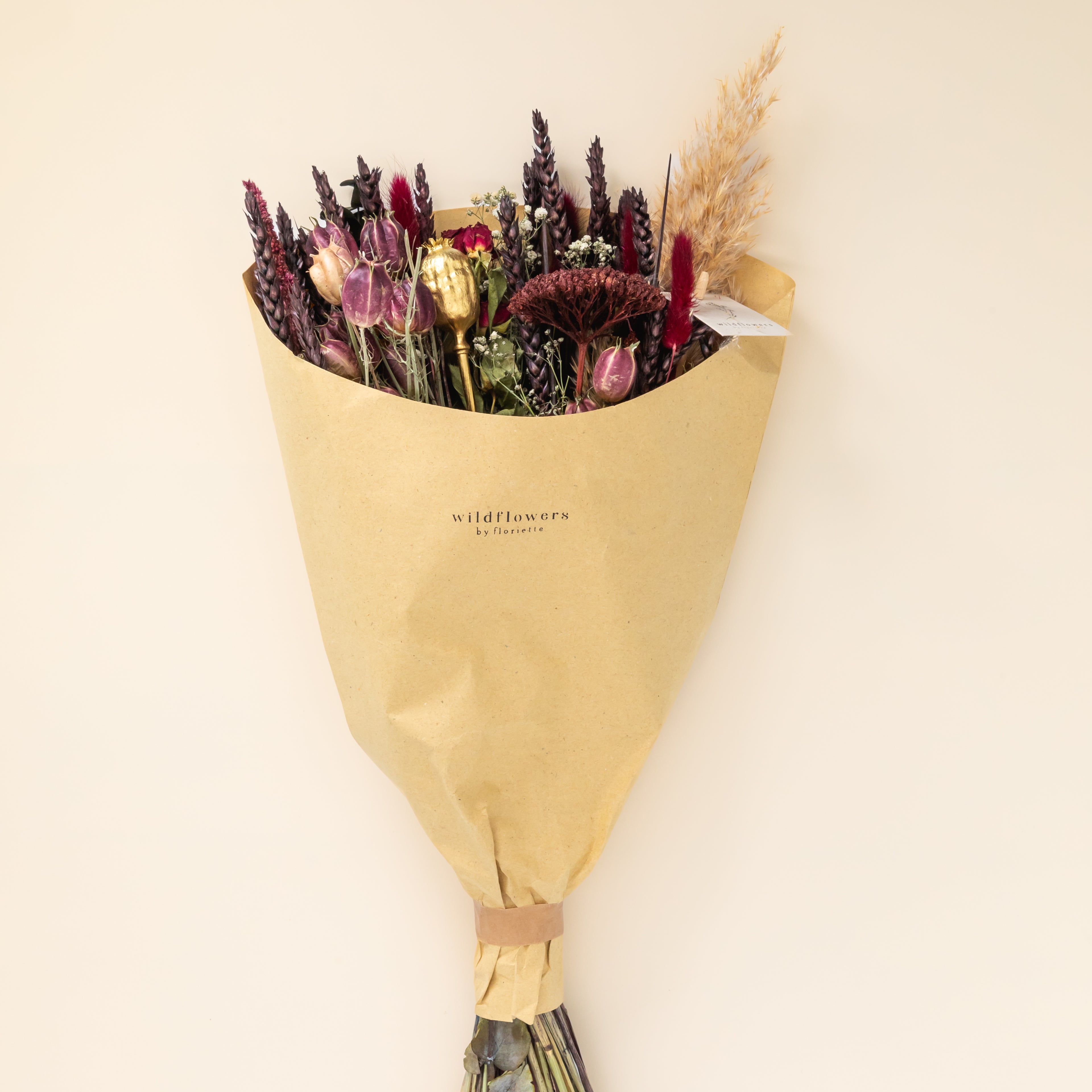 Trockenblumen Feldstrauß Scharlachrot